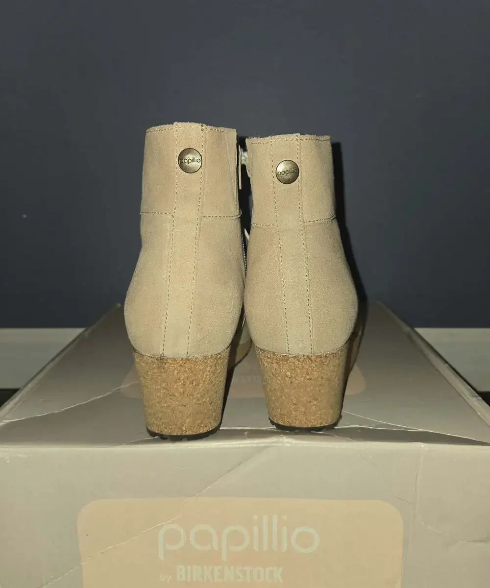 New Birkenstock papillio ebba wedge booties warm sand sz 37